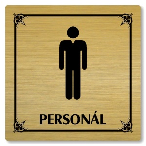 WC muži personál, 100x100mm, zlatá, Nebraska